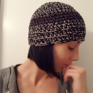 Crocheted Boho Urban Chic Grey Deluxe Beanie